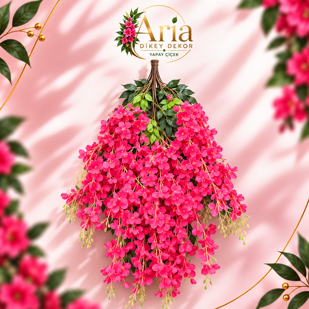 Pembe Masal – Yapay Akasya Sarkıt Çiçek Demeti 12'li
